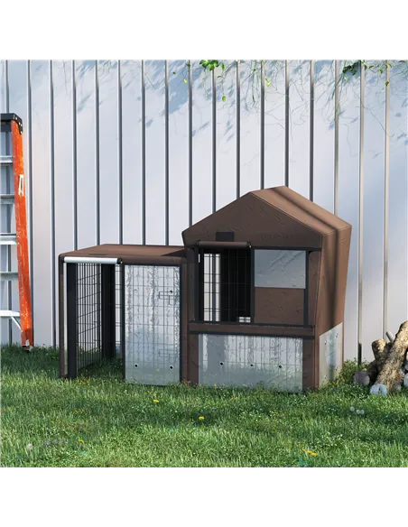 PawHut Rabbit Hutch Cover, Water-Resistant Pets Cage Protector, Breathable Guinea Pig Cage Cover - Brown