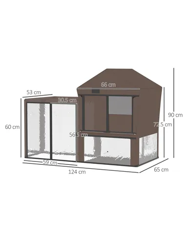 PawHut Rabbit Hutch Cover, Water-Resistant Pets Cage Protector, Breathable Guinea Pig Cage Cover - Brown