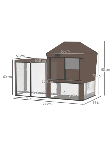 PawHut Rabbit Hutch Cover, Water-Resistant Pets Cage Protector, Breathable Guinea Pig Cage Cover - Brown