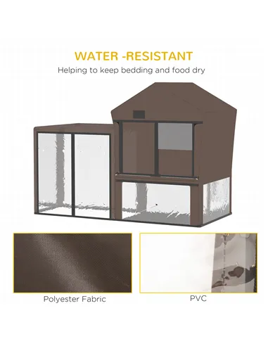 PawHut Rabbit Hutch Cover, Water-Resistant Pets Cage Protector, Breathable Guinea Pig Cage Cover - Brown