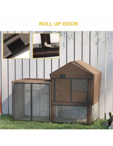 PawHut Rabbit Hutch Cover, Water-Resistant Pets Cage Protector, Breathable Guinea Pig Cage Cover - Brown