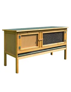 PawHut Rabbit Hutch Outdoor Guinea Pig Hutch House Small Animal Bunny Cage w/ Openable Roof, 115 x 44 x 65 cm