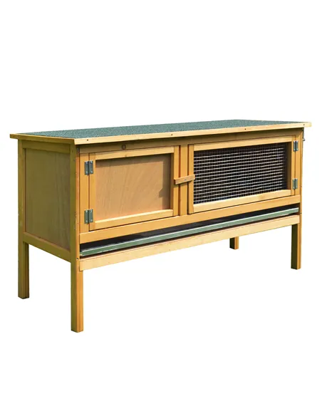 PawHut Rabbit Hutch Outdoor Guinea Pig Hutch House Small Animal Bunny Cage w/ Openable Roof, 115 x 44 x 65 cm