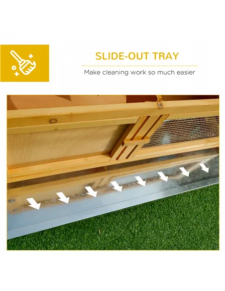 PawHut Rabbit Hutch Outdoor Guinea Pig Hutch House Small Animal Bunny Cage w/ Openable Roof, 115 x 44 x 65 cm