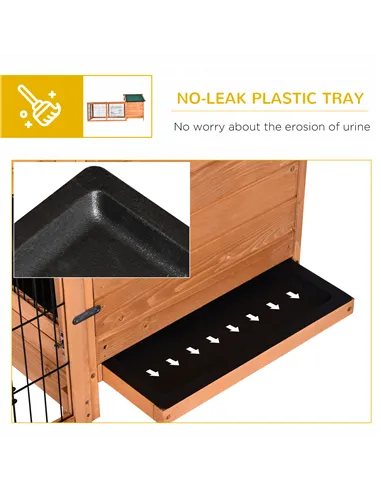 PawHut Wooden Rabbit Hutch Outdoor, Guinea Pig Hutch, Detachable Pet House Animal Cage with Openable Run & Roof Lockable Door Sl