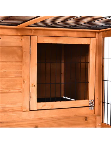 PawHut Wooden Rabbit Hutch Outdoor, Guinea Pig Hutch, Detachable Pet House Animal Cage with Openable Run & Roof Lockable Door Sl