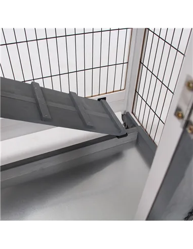 PawHut Small Animals 2-TierFir Wood Guinea Pigs Hutches Indoor Hutch Grey