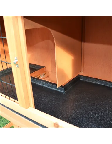 PawHut 2 Tier Rabbit Hutch Guinea Pig Hutch Ferret Cage with Ramp Slide Out Tray for Indoor Outdoor 100.5 x 55 x 101 cm
