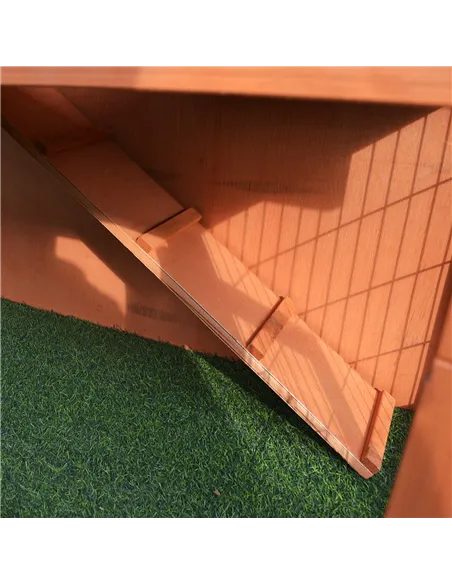 PawHut 2 Tier Rabbit Hutch Guinea Pig Hutch Ferret Cage with Ramp Slide Out Tray for Indoor Outdoor 100.5 x 55 x 101 cm