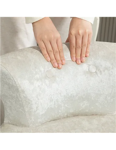 HOMCOM Dressing Table Stool with Rubber Wood Legs, Ice Velvet Vanity Stool for Living Room Bedroom, Beige