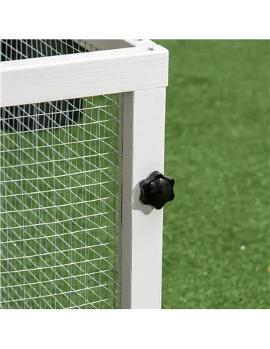 PawHut Indoor Rabbit Hutch, Guinea Pig Cage, with Slide-Out Tray, Large Fenced Area - Light Grey