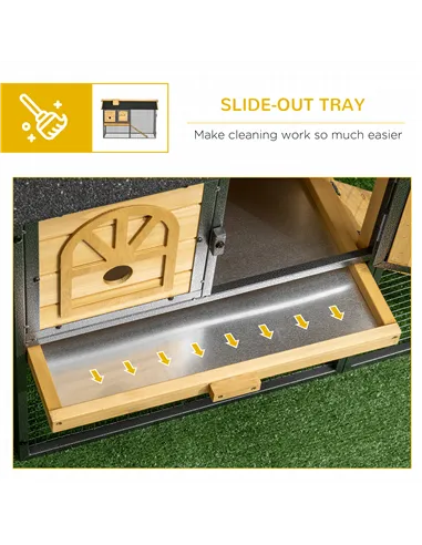 PawHut Outdoor Rabbit Hutch, with Run, Removable Tray, Asphalt Roof, 120 x 55.5 x 80cm