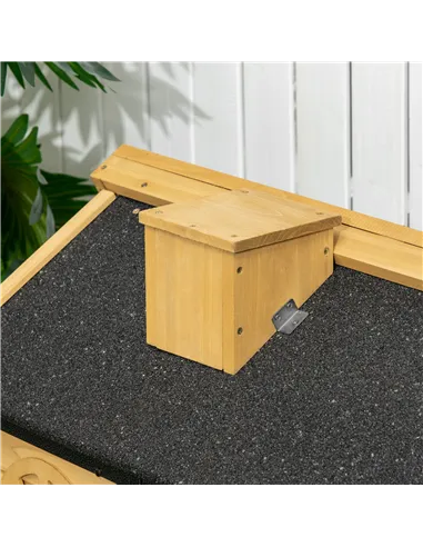PawHut Outdoor Rabbit Hutch, with Run, Removable Tray, Asphalt Roof, 120 x 55.5 x 80cm