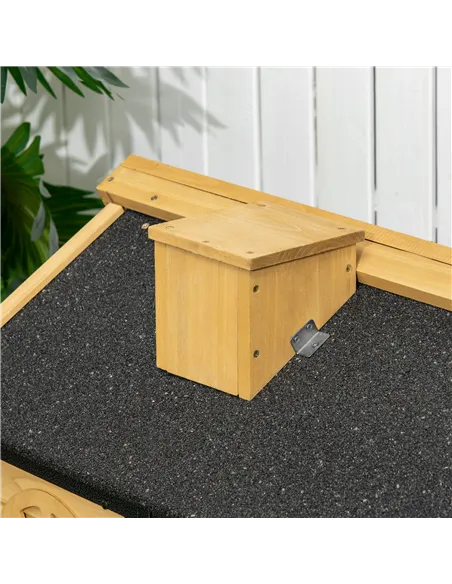 PawHut Outdoor Rabbit Hutch, with Run, Removable Tray, Asphalt Roof, 120 x 55.5 x 80cm