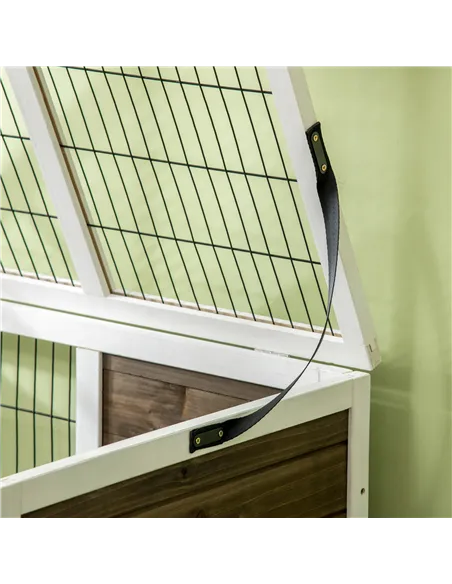 PawHut Wooden Rabbit Hutch, Guinea Pig Cage, with Removable Tray, Openable Roof