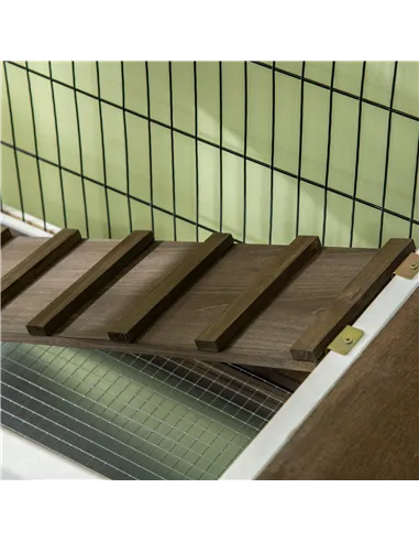 PawHut Wooden Rabbit Hutch, Guinea Pig Cage, with Removable Tray, Openable Roof