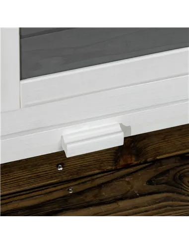 PawHut Wooden Rabbit Hutch, Two-Tier Guinea Pig Cage, with Removable Tray, Wheels