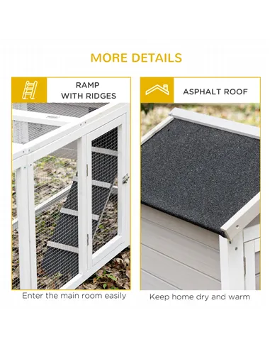 PawHut 2 in 1 Rabbit Hutch Outdoor Guinea Pig Hutch Bunny Run Double Main House with Run, No-Leak Tray 259 x 64 x 92cm, Grey