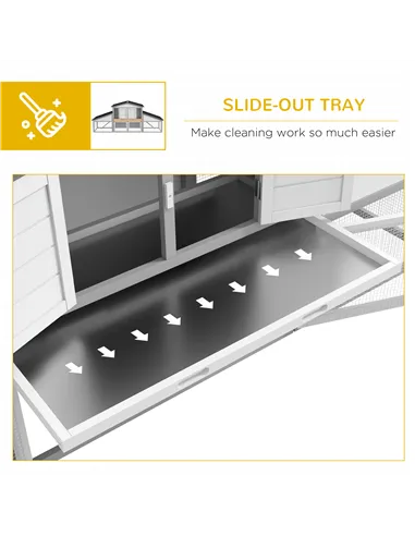 PawHut Large Rabbit Hutch with Run, Outdoor Bunny Cage, with Tray, Ramp - Light Grey