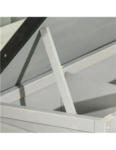 PawHut Wooden Guinea Pig Hutch, Small Animal Cage with Slide-out Tray, Openable Asphalt Roof, 84 x 43 x 70cm, Grey