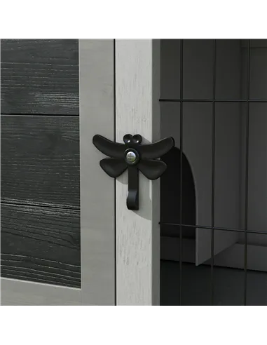 PawHut Wooden Guinea Pig Hutch, Small Animal Cage with Slide-out Tray, Openable Asphalt Roof, 84 x 43 x 70cm, Grey