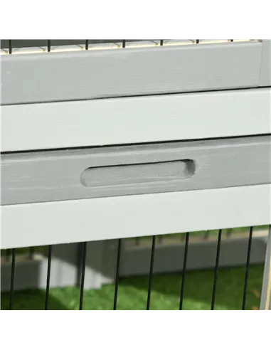 PawHut Wooden Rabbit Hutch with Outdoor Run Grey