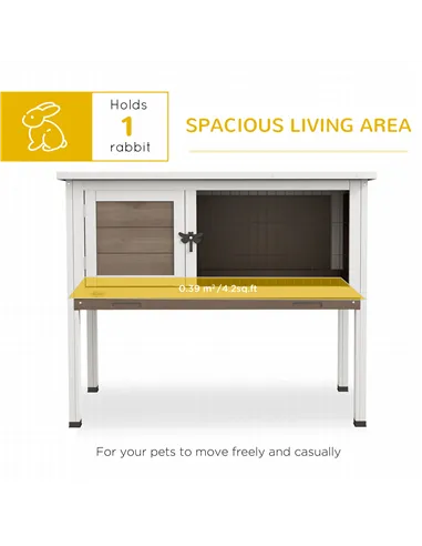 PawHut Wooden Guinea Pig Hutch, Small Animal Cage with Slide-out Tray, Openable Asphalt Roof, 84 x 43 x 70cm, Brown