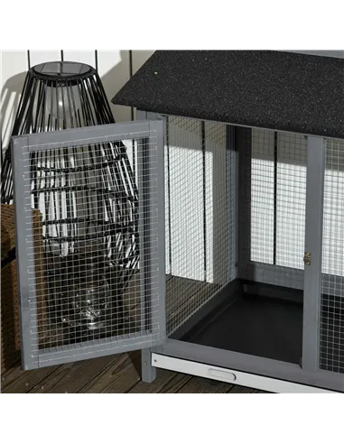 PawHut 2-Tier Large Rabbit Hutch Outdoor with Double Side Run Boxes, No-leak Plastic Tray, Ramp, 230 x 53 x 93.5cm, Light Grey