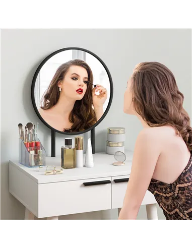 HOMCOM Dressing Table with Mirror and Stool, Vanity Makeup Desk Set with 2 Drawers, Cushioned Stool and Make-up Organiser for Be