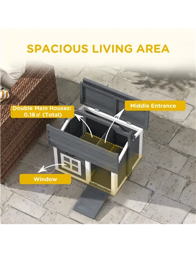 PawHut Indoor Rabbit Hutch, Portable Small Animal House Outdoor, with Top Handle, Openable Roof - Grey