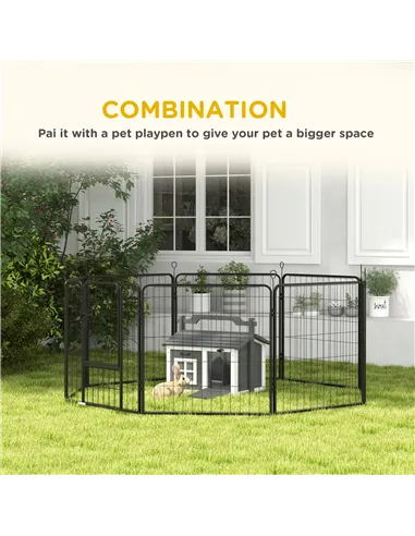 PawHut Indoor Rabbit Hutch, Portable Small Animal House Outdoor, with Top Handle, Openable Roof - Grey