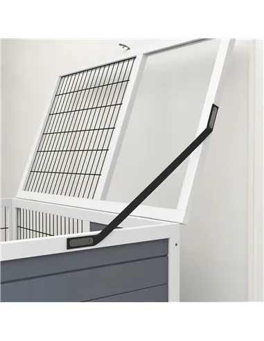 PawHut Double Deckers Guinea Pig Cage, Indoor Rabbit Hutch with Feeding Trough, Trays, Ramps, Openable Top - Grey