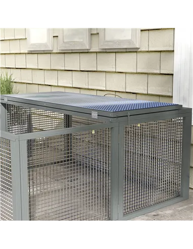 PawHut Wooden Folding Rabbit Hutch, for 2-3 Rabbits - Grey