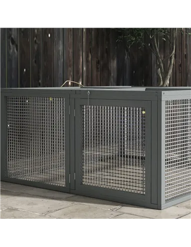 PawHut Wooden Folding Rabbit Hutch, for 2-3 Rabbits - Grey