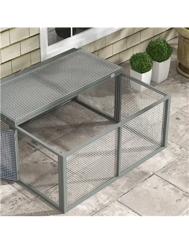 PawHut Wooden Folding Rabbit Hutch, for 2-3 Rabbits - Grey