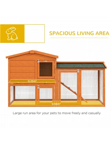PawHut Two-Tier Rabbit Hutch with Run, Ramp, Slide-Out Tray, for Garden - Orange