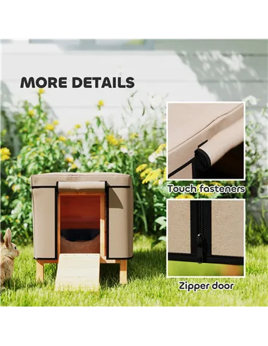 PawHut Water-Resistant Rabbit Hutch Cover for X-D2-0047 and Similar Models, 43 x 52 x 37cm, Brown