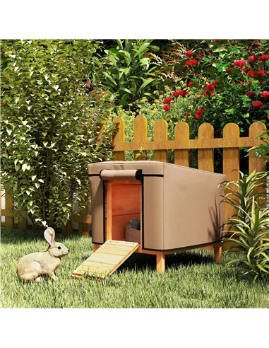 PawHut Water-Resistant Rabbit Hutch Cover for X-D2-0047 and Similar Models, 43 x 52 x 37cm, Brown