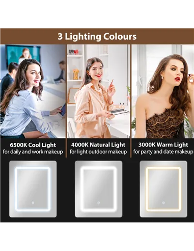 HOMCOM Small Vanity Desk with Mirror and LED Lights, Compact Dressing Table with Drop Leaf, Open Shelves and Drawer, White