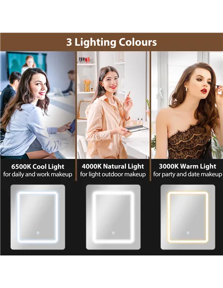 HOMCOM Small Vanity Desk with Mirror and LED Lights, Compact Dressing Table with Drop Leaf, Open Shelves and Drawer, White