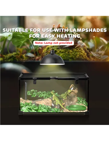 PawHut Glass Reptile Terrarium Insect Breeding Tank Vivarium Habitats with Thermometer for Lizards, Horned Frogs, Snakes, Spider