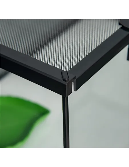 PawHut Glass Reptile Terrarium Insect Breeding Tank Vivarium Habitats with Thermometer for Lizards, Horned Frogs, Snakes, Spider