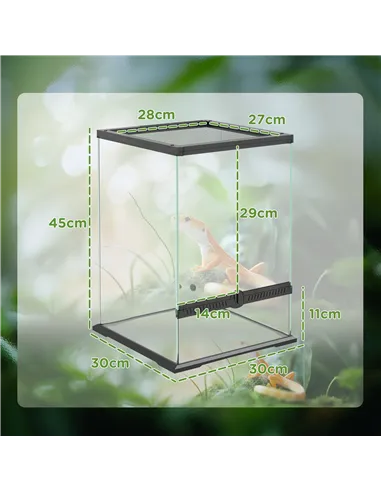PawHut 40L Vivarium for Lizards, Frogs, Snakes, Turtles, Tortoises w/ Anti-Escape Design, Ventilation