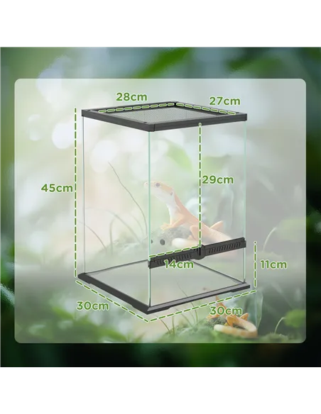 PawHut 40L Vivarium for Lizards, Frogs, Snakes, Turtles, Tortoises w/ Anti-Escape Design, Ventilation