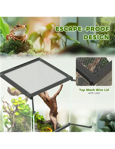 PawHut 40L Vivarium for Lizards, Frogs, Snakes, Turtles, Tortoises w/ Anti-Escape Design, Ventilation