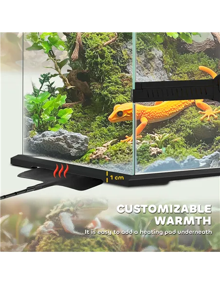PawHut 40L Vivarium for Lizards, Frogs, Snakes, Turtles, Tortoises w/ Anti-Escape Design, Ventilation