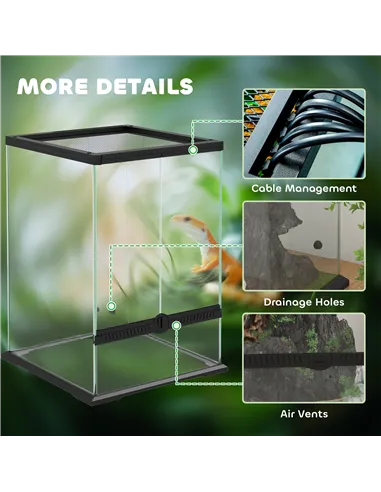 PawHut 40L Vivarium for Lizards, Frogs, Snakes, Turtles, Tortoises w/ Anti-Escape Design, Ventilation