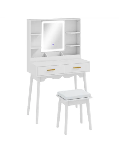 HOMCOM Elegant Dressing Table, with LED Mirror - White