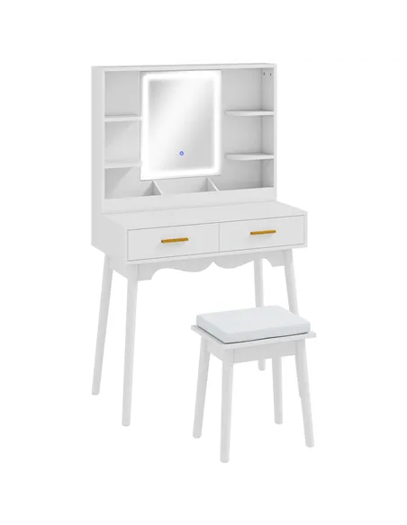 HOMCOM Elegant Dressing Table, with LED Mirror - White