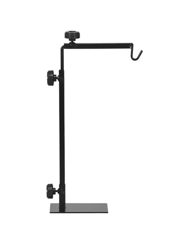 PawHut Adjustable Height and Length Reptile Lamp Stand Holder with Hook Hanging, Base - Black